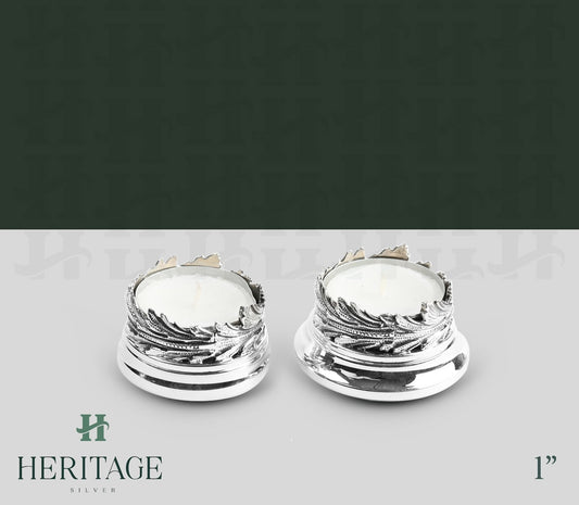 ITALY LEAVES TEA LIGHT WITH WHOLE ON BASE