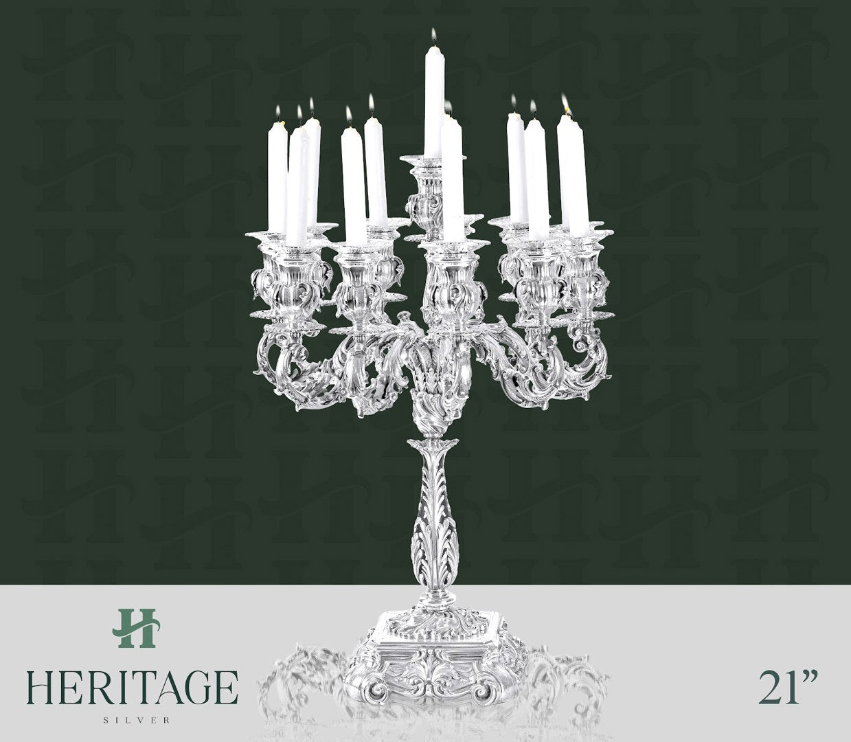 ITALY CASTED CUP 12 LIGHT CANDELABRA WITH SQUARE BASE