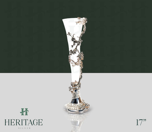 SILVER AND GLASS VASE