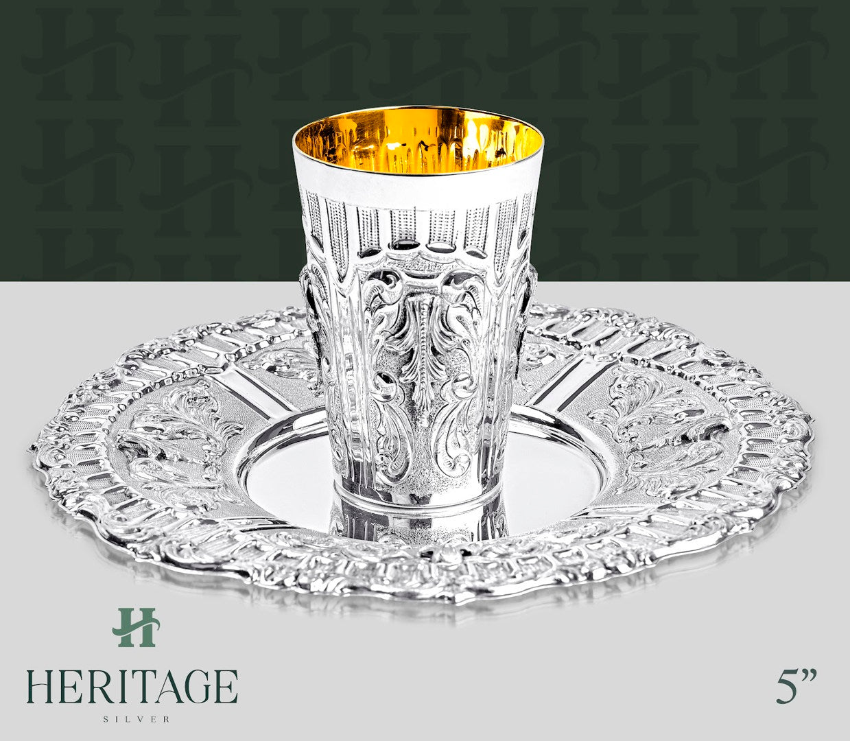 ROUND STAMPED BECHER SET WITH LEAVES