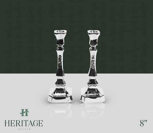 SMALL HAMMERED SQ CANDELSTICKS