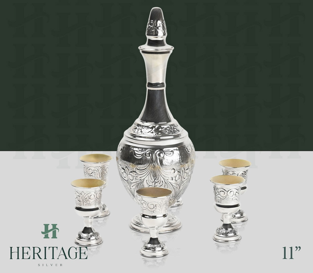 CHASED SMALL WHISKY BOTTLE WITHOUT HANDLE