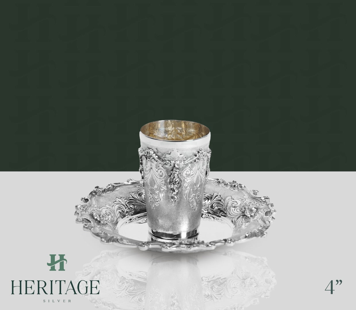 ITALY CHASED FLOWER BECHER SET