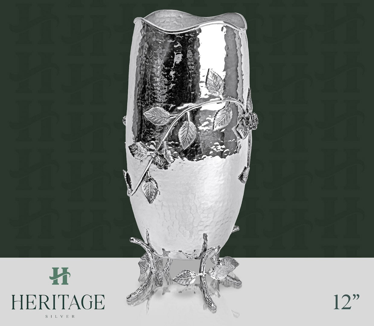 HAMMERED LEAF VASE ON LEGS