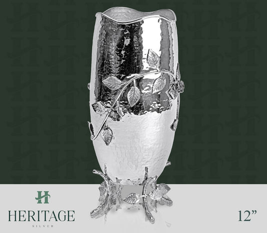 HAMMERED LEAF VASE ON LEGS