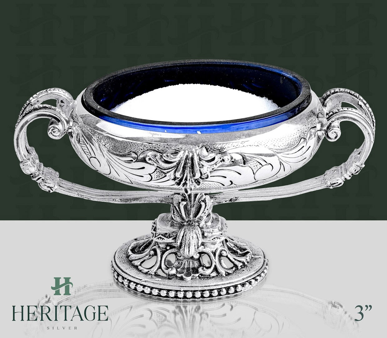 OVAL SALT HOLDER WITH CASTED BASE – Heritage Silver