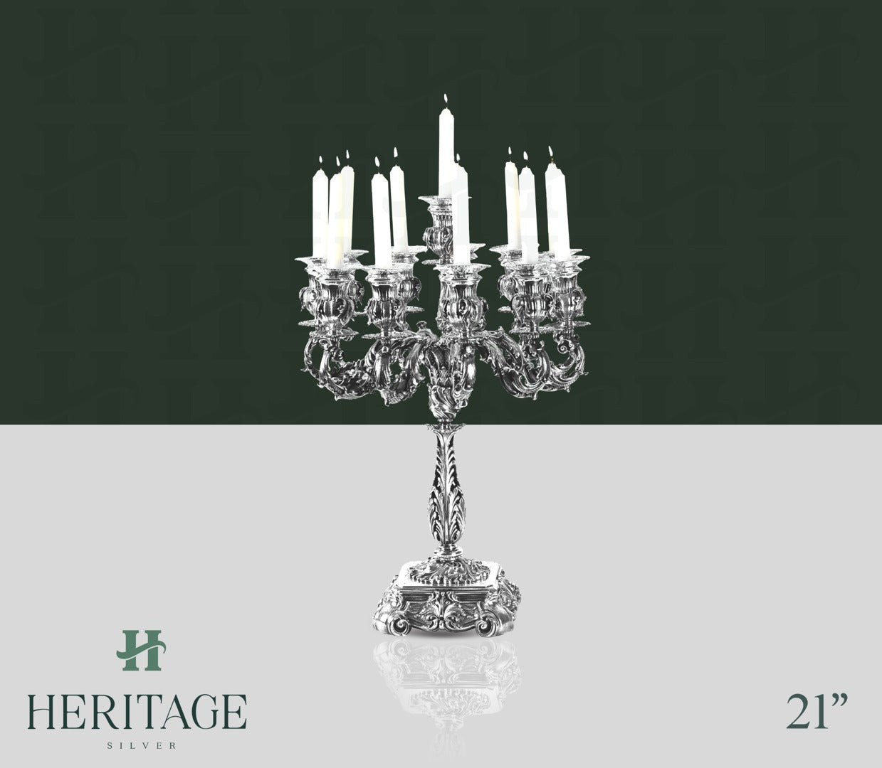 ITALY CASTED CUP 12 LIGHT CANDELABRA WITH SQUARE BASE