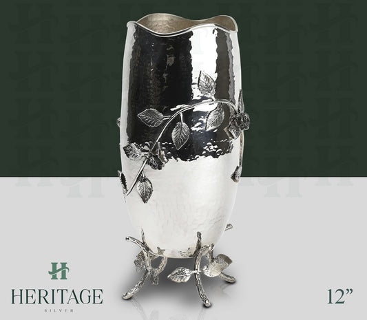 HAMMERED LEAF VASE ON LEGS