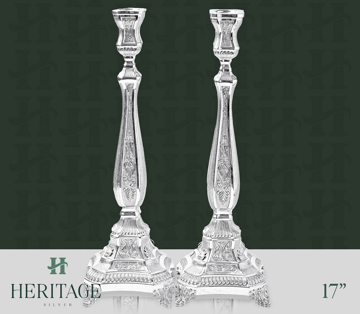 CASTED SQUARE CANDLESTICKS – Heritage Silver