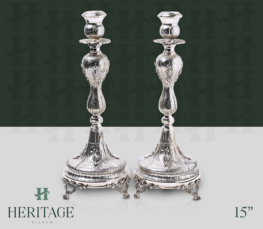 FLOWER CASTED ROUND CANDLESTICKS