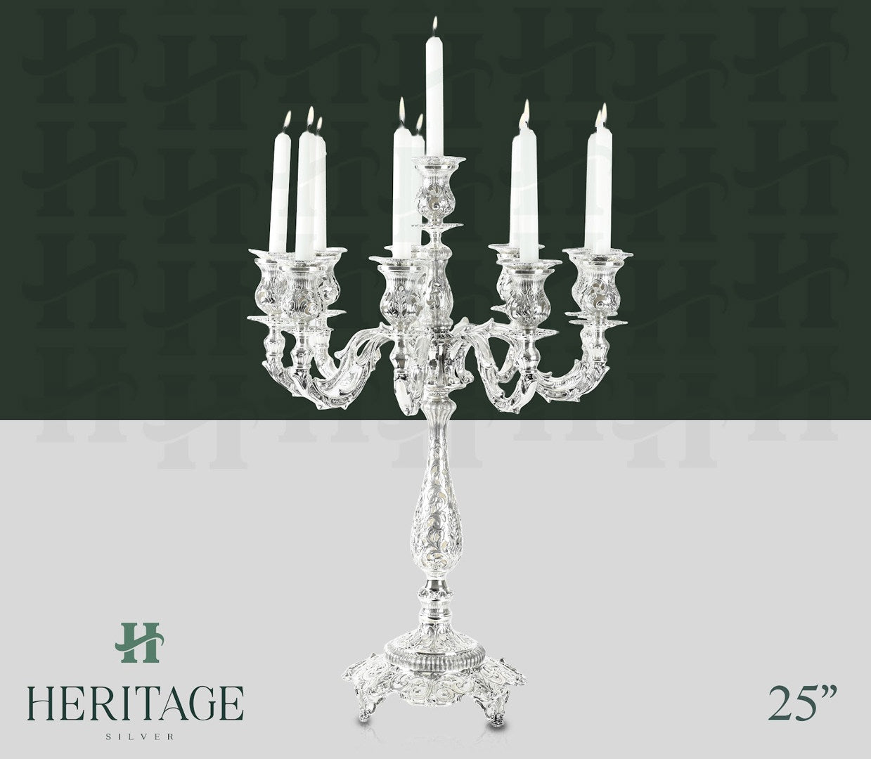 10 LIGHT LACE CANDLEABRA ORNATE BASE