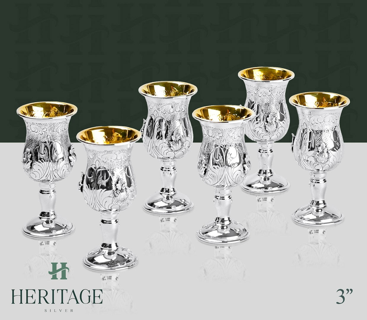 CHASED WHISKY CUPS